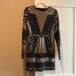 Navy endless rose sequin dress